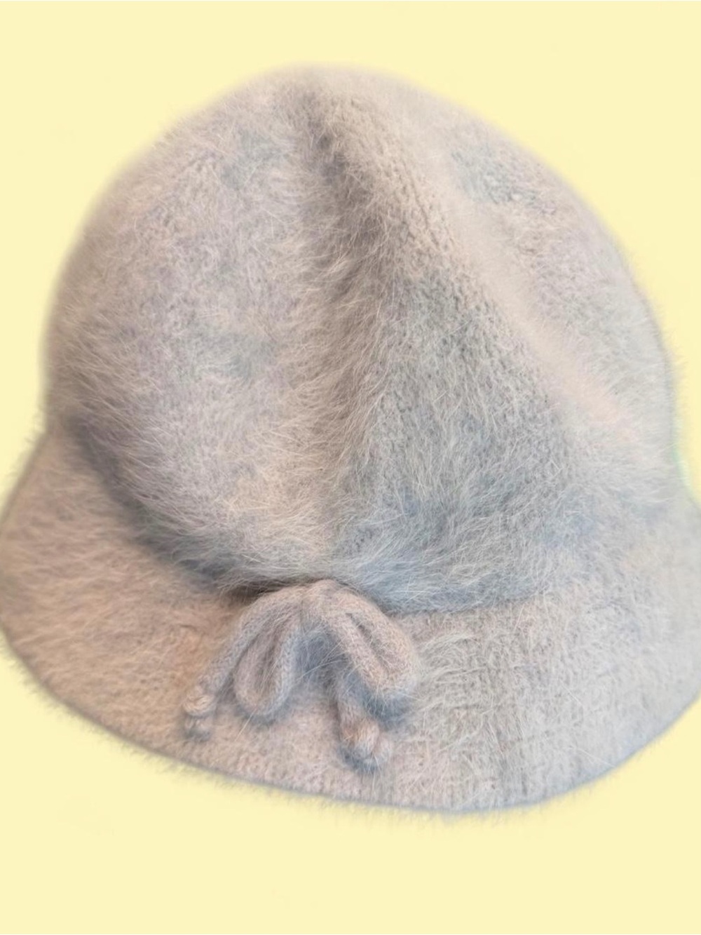 Cozy Women's Fuzzy Angora Mohair Blend Bucket Hat - Light Gray